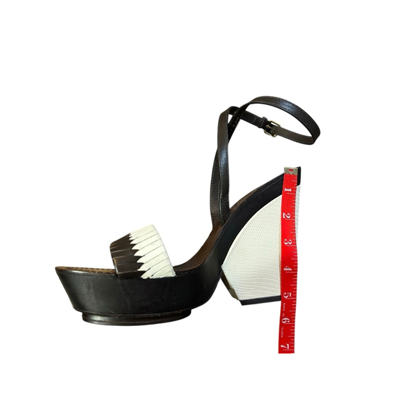 Tory Burch Brown & Ivory Platform Sandals Size 9.5 - Picture 6 of 10